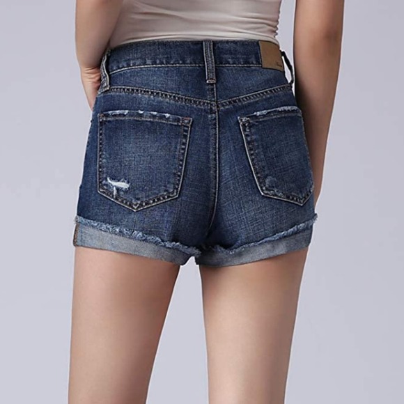 Mid Rise Distressed Front Roll Cuff Shorts 12 by Anvain - Picture 2 of 11